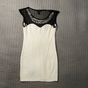 Bodycon Mini Dress with Bejeweled Neckline